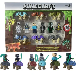 12 szt -- Minecraft Klocki MINI FIGURKI 12 SZT + AKCESORIA DUŻY ZESTAW LUDZIKI DZIECI - Figurki dla dzieci - miniaturka - grafika 1