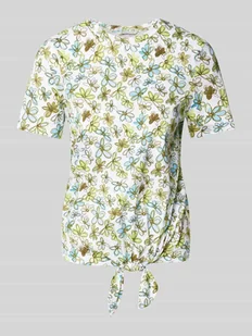T-shirt o kroju regular fit z wiązanym detalem - Koszulki i topy damskie - miniaturka - grafika 1
