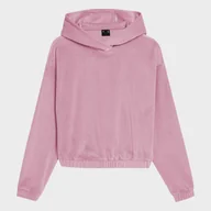 Bluzy sportowe damskie - Damska bluza dresowa nierozpinana z kapturem 4F TSWSF030 - miniaturka - grafika 1