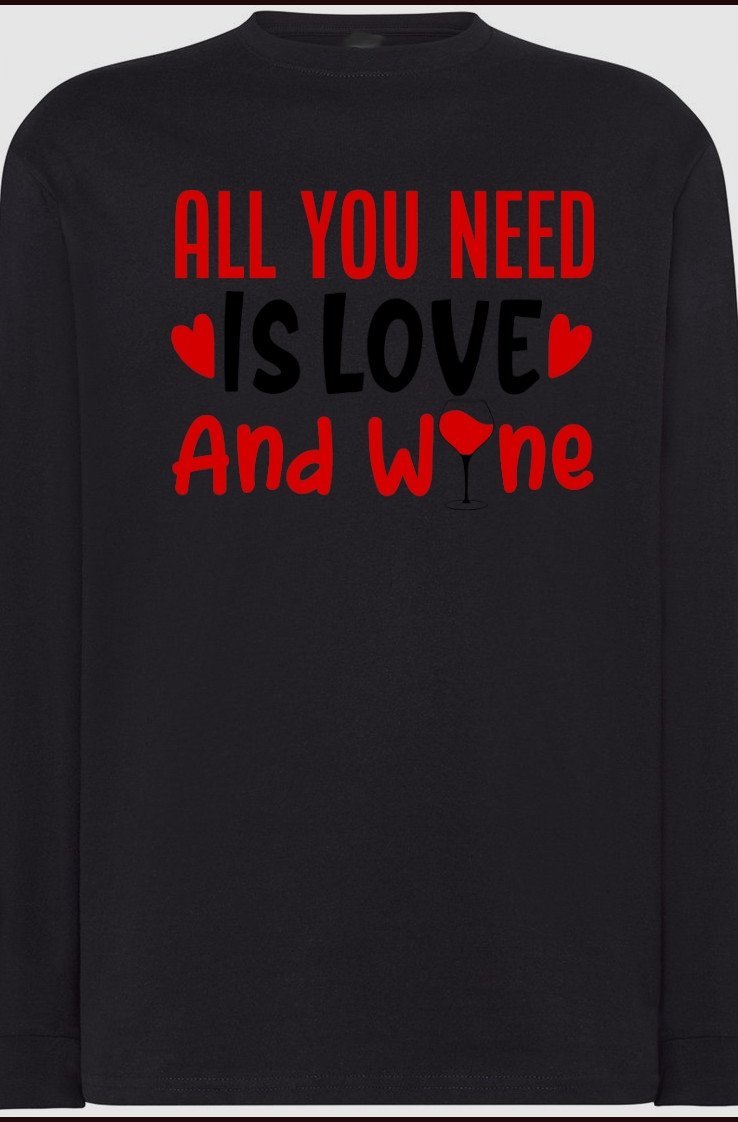 Love and Wine Walentynki Longsleeve Nadruk r.L
