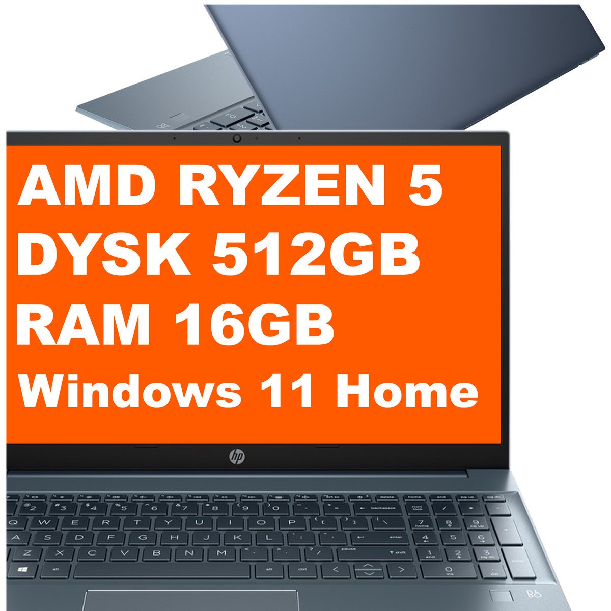 HP Pavilion 15-eh1052wm / 4J8D6UA / Ryzen 5 / 16GB / 512GB / Radeon / FullHD / Win 11 / Niebieski