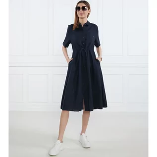 Sukienki - Tommy Hilfiger Lniana sukienka LINEN MIDI DRESS SS - grafika 1