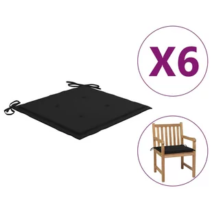 vidaXL Poduszki na krzesła ogrodowe, 6 szt., czarne, 50x50x4 cm 314053 - Poduszki ogrodowe - miniaturka - grafika 1