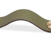 Zawiasy, okucia i inne akcesoria - Uchwyt meblowy skórzany, gałka do szafki, gałka do szuflady ze skóry, uchwyt meblowy vintage do szafek, komody (zielony, 160 mm) - miniaturka - grafika 1