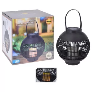 ProGarden Koopman Solarna latarenka ogrodowa ze świecą, czarny rattan CX2100090 - Lampy ogrodowe - miniaturka - grafika 1