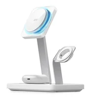 Ładowarki do telefonów - Ładowarka indukcyjna ESR Halolock 3-in-1 Cryoboost MagSafe dla iPhone z MagSafe / Apple Watch / AirPods , biała - miniaturka - grafika 1