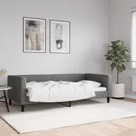 Sofy i kanapy - vidaXL Sofa z funkcją spania, ciemnoszara, 90x190 cm, obita tkaniną - miniaturka - grafika 1