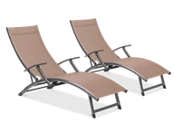 Leżaki ogrodowe - 2X Leżak Ogrodowy Aluminiowy Relax Taupe - miniaturka - grafika 1
