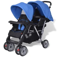 Zabezpieczenia dla dzieci - VidaXL Wózek spacerowy dla bliźniąt, tandem niebiesko-czarny 10112         VidaXL - miniaturka - grafika 1