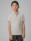 Koszulki dla chłopców - 4F Koszulka polo regular chłopięca - szara 164 (13-14 lat) - miniaturka - grafika 1