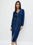 Sukienki - Mohito - Jeansowa sukienka midi - błękitny - miniaturka - grafika 1