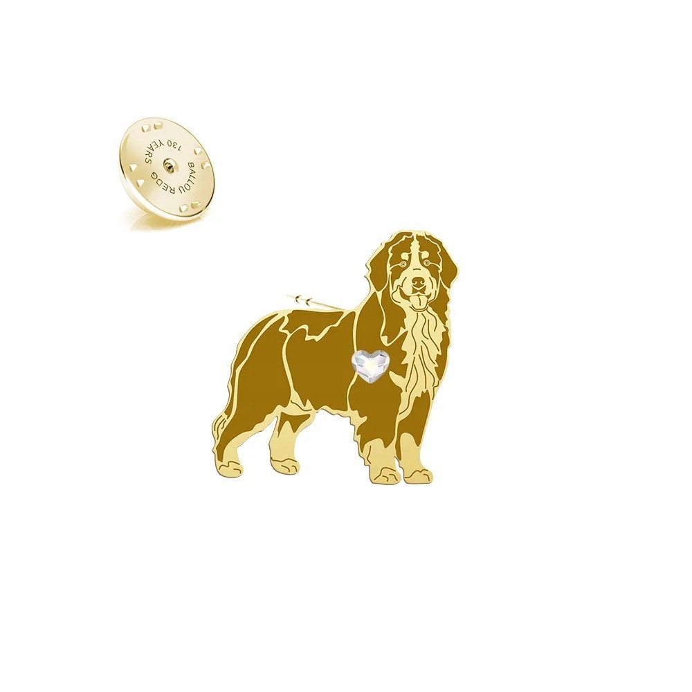 Wpinka Pozłacana z psem Berneński Pies Pasterski DEDYKACJA GRATIS