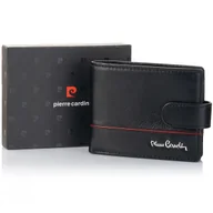 Portfele - Elegancki portfel męski zapinany YS605 323A z RFID - czarno-czerwony - miniaturka - grafika 1