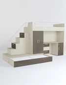 Krzesełka i taborety dla dzieci - Meblościanka Raj 5 Kaszmir Połysk - pokój dziecięcy, młodzieżowy z materacem i stelażem szary - miniaturka - grafika 1