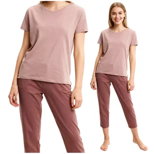 UROCZA PIŻAMA DAMSKA DWUCZĘŚCIOWA MORAJ KRÓTKI RĘKAW GŁADKA MODNA S - Piżamy damskie UROCZA PIŻAMA DAMSKA DWUCZĘŚCIOWA MORAJ KRÓTKI RĘKAW GŁADKA MODNA S - Piżamy damskie - miniaturka - grafika 1