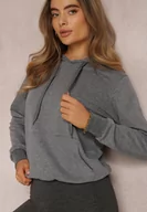 Bluzy damskie - Ciemnoszara Bluza z Kapturem Lemine - miniaturka - grafika 1