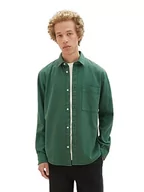 Koszule męskie - TOM TAILOR Denim Męska koszula typu twill z bawełny z kieszenią na piersi, 10778-Hunter Green, L - miniaturka - grafika 1
