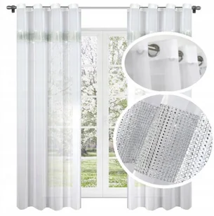 FIRANA GOTOWA Z CYRKONIAMI FIRANKA WOAL na PRZELOTKACH 145x250 cm - Firany - miniaturka - grafika 1