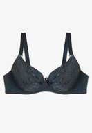 Biustonosze - Ciemnozielony Biustonosz Push Up z Koronką Tephina - miniaturka - grafika 1