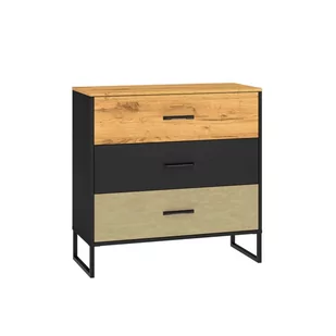 Komoda loftowa z szufladami COLT 05 dąb craft złoty/czarny/stal - Komody - miniaturka - grafika 1