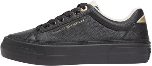 Tommy Hilfiger Damskie tenisówki TH Platform Tumbled LTR FW0FW09018 Low Top, czarne (czarne), 40, Czarny, 40 EU