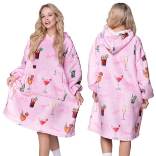 KOC BLUZA Oversize Ciepła Gruba KOCOBLUZA 2w1XXL DRINKI Futrzak[UB-KB-WZ-7] - Bluzy damskie - miniaturka - grafika 1