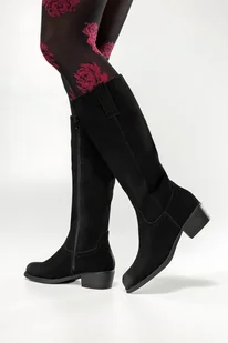 Czarne kozaki skórzane damskie Sergio Leone kowbojki przed kolano KZ268-S-CA - Kozaki damskie - miniaturka - grafika 1