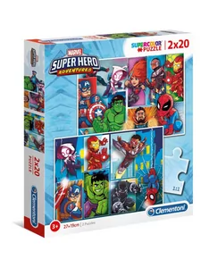 Clementoni Puzzle 2x20 Super Kolor Superhero - Puzzle - miniaturka - grafika 1