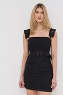Sukienki - Patrizia Pepe sukienka bawełniana kolor czarny mini dopasowana - miniaturka - grafika 1