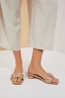 Espadryle damskie - Klapki ze skóry ekologicznej-40 - miniaturka - grafika 1