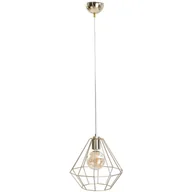Lampy sufitowe - KET LAMPA wisząca industrialna OPRAWA zwis metalowa klatka złota KET685 - miniaturka - grafika 1