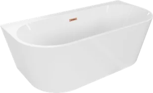 Mexen Oval+ wanna wolnostojąca przyścienna 170 x 80 cm, biała, przelew miedź szczotkowana - 52681708000-65 - Wanny - miniaturka - grafika 1