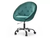 Fotele i krzesła biurowe - Elegancki Fotel Na Kółkach Lounge 4 Zielony Welur Mobilna Czarna Podstawa - miniaturka - grafika 1