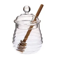 Pojemniki kuchenne - Ozdobny szklany słoik na miód pojemnik z łyżką - miniaturka - grafika 1