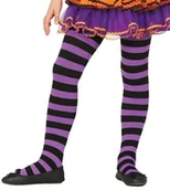 Dodatki do strojów karnawałowych - PARTY WORLD Rajstopy dziecięce na Halloween w fioletowo-czarne paski RAJS/2209-G - miniaturka - grafika 1