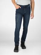 Spodnie męskie - Granatowe spodnie jeansowe męskie dopasowany krój D-DEXTER 22 - Volcano - miniaturka - grafika 1