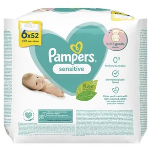 Pampers Sensitive Wipes Chusteczki Nawilżane 6x52=312szt - Chusteczki nawilżane - miniaturka - grafika 1