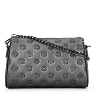 Torebki damskie - Torebka crossbody skórzana w tłoczenie srebrna - miniaturka - grafika 1