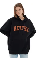 Bluzy męskie - TRENDYOL Męska bluza - czarna - oversize, granatowy, XS - miniaturka - grafika 1