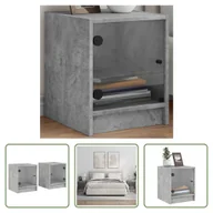 Szafki nocne - The Living Store Szafki nocne ze szklanymi drzwiami 2 szt. Beton szary 35x37x42 cm - miniaturka - grafika 1