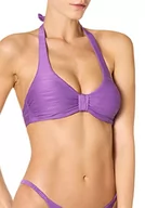 Stroje kąpielowe - goldenpoint Bikini damski kostium kąpielowy, biustonosz z fiszbinami, żakardowe fale, fioletowy, 90B - miniaturka - grafika 1