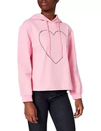 Bluzy damskie - Love Moschino Damska bluza z długim rękawem z regulowanym kapturem ze sznurkiem, prążkowane mankiety i szwy wzdłuż dołu, różowy, 48 - miniaturka - grafika 1