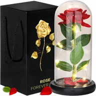 Sztuczne kwiaty - Springos Wieczna róża czerwona, ozdobna z podświetleniem - miniaturka - grafika 1