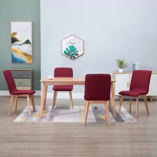 vidaXL Krzesła do jadalni, 4 szt., czerwone, tkanina - Krzesła - miniaturka - grafika 1