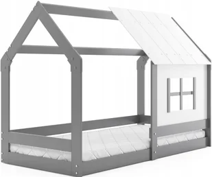 Łóżko dziecięce Domek z daszkiem 160x80 drewniane z materacem - Łóżeczka i kojce - miniaturka - grafika 1