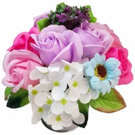Sztuczne kwiaty - Bukiet Kwiatów Mydlanych róże hortensje margaretki mydlane Prezent Upominek - miniaturka - grafika 1