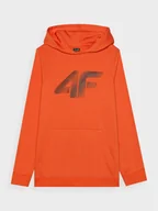 Bluzy sportowe męskie - Męska bluza dresowa nierozpinana z kapturem 4F 4FWMM00TSWSM1766 - czerwona - miniaturka - grafika 1