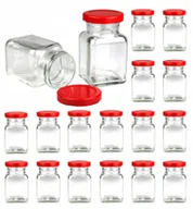 Pojemniki kuchenne - 18x pojemniki słoiki słoiczki na przyprawy 150 ml z czerwoną zakrętką fi 53 - miniaturka - grafika 1