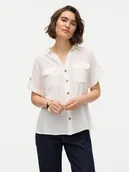 Koszule damskie - Vero Moda Koszula Bumpy 10310139 Biały Regular Fit - miniaturka - grafika 1