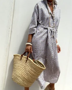 Koszulowa sukienka midi z rozcięciami - Szary - Sukienki - miniaturka - grafika 1